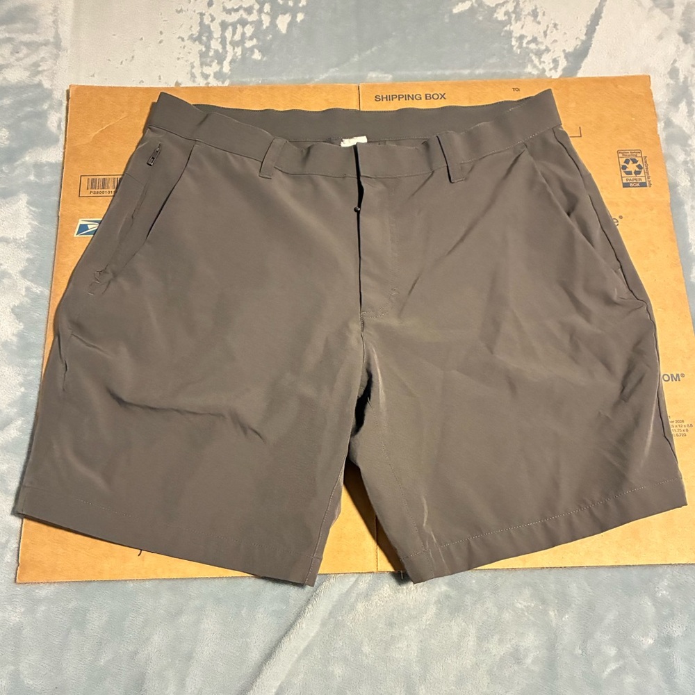 Fabletics Men's Gray Flat Front Athletic Shorts 33 Good